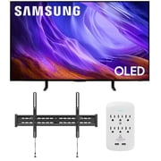 Samsung QN55S85HAEXZA 55" 4K OLED Smart TV with Dolby Atmos with a WaltsTV TILT-MOUNT-43-90 Large/XL Tilt Mount for 43"-98" Compatible TVs & an Amber Protection 6-OUTLET-SURGE Surge Protector (2026)