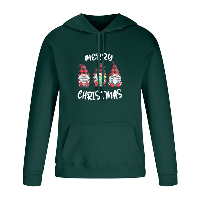 Pompotops Sweat à Capuche Imprimé de Noël pour Hommes, Manches Longues, en Solde