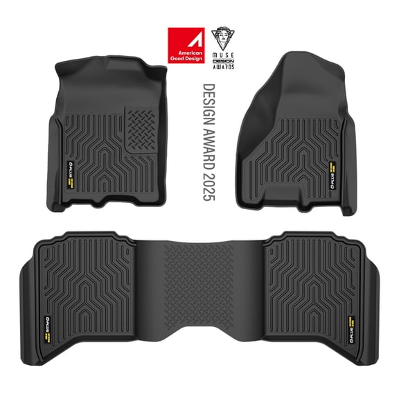Floor Mats Fit for Dodge Ram 1500 2009-2024(19-24 Classic Body) Crew Cab | Fit Ram 2500 3500 2010-2018 Crew Cab, w/Auto Trans,All Weather Protection,TPE Material,1st & 2nd Row, Non-Slip,Black