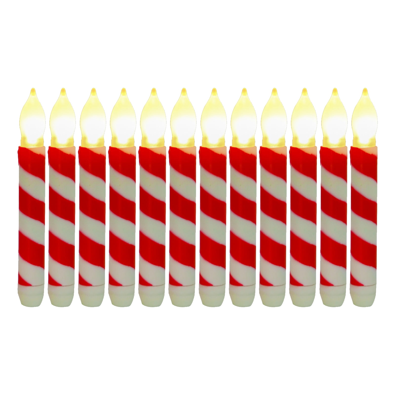 ZENTREE Red Green Striped Flameless Tapers Candle Light Flickering zentree-red-green-striped-flameless-tapers-candle-light-flickering