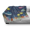 thumbnail image 3 of Cartoon Soft Flannel Fleece Throw Blanket, Underwater Graphic Algaes Coral Reefs Turtles Fishes the Life Aquatic, Cozy Plush for Indoor and Outdoor Use, 70" x 90", Multicolor, by Ambesonne, 3 of 6