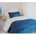 thumbnail image 4 of Ambesonne Sky Quilted Bedspread Set 2 Pcs, Night Time with Moon Star, Twin Size, Blue Dark Blue, 4 of 6