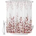 thumbnail image 2 of Shower Curtains for Bathroom, Spring Reddish Brown Eucalyptus Waterproof Fabric Shower Curtain, Botanical Leaf Country Decorative Bathroom Curtain for Bathtub, 66"x72", No Hooks Included, 2 of 9
