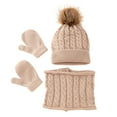 thumbnail image 2 of Cheers.US Winter Beanie Hat Gloves Scarf Set Warm Knit Fleece Children Woolen Hat Twisting Pattern Skin-friendly Simple Warm Knitted Hat Circle Scarf Gloves Suit for Going Out, 2 of 7