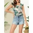 thumbnail image 5 of INSPIRE CHIC Easter Women's Tropical Printed Square Neck Ruffle Tank Top XS Green, 5 of 7