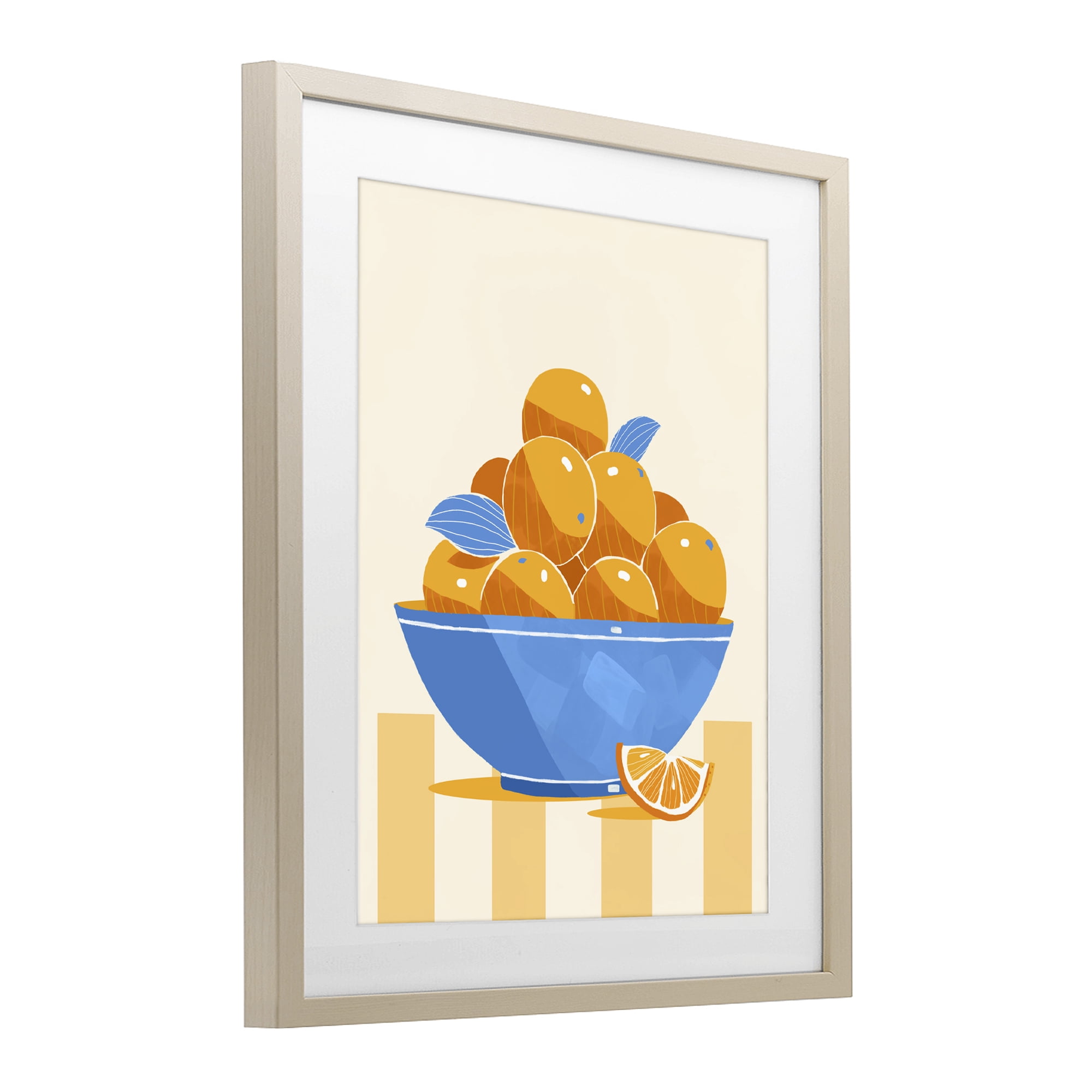 Stupell Industries Orange Citrus Bowl Striped Birch Framed Print Under Glass, design by Lucca Sheppard