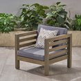 thumbnail image 2 of GDF Studio Cascada Outdoor Acacia Wood Club Chair with Cushion, Gray and Dark Gray, 2 of 9