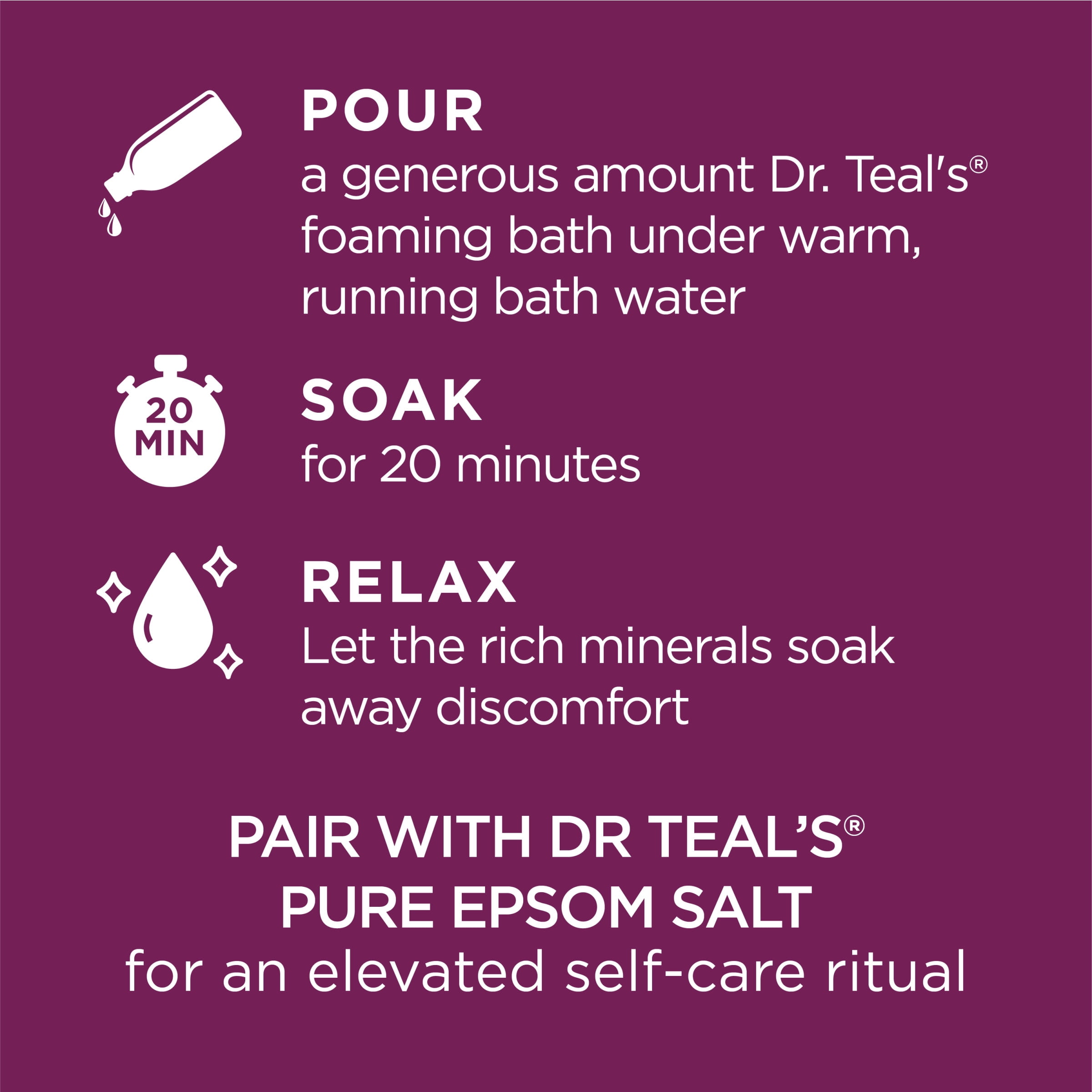 Dr Teal's Black Cherry & Vanilla Foaming Bath with Pure Epsom Salt & Essential Oils, 34 fl. oz.