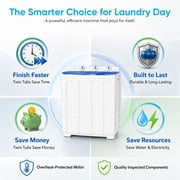 TABU 16.5lbs Portable Washing Machine, Electric Twin Tub Wash&Spin Combo,Semi-Automatic Washer,White&Blue
