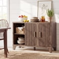 thumbnail image 2 of Furnibear 47" Fluted Buffet Cabinet with Storage Accent Sideboard,Modern Credenza with 2 Doors & Shelves,Wood Coffee Bar Table Console for Dining Room Kitchen Living Room Entryway,Walnut Brown, 2 of 9