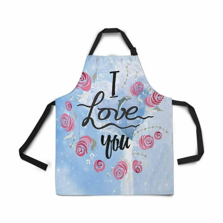 Rosewater For Baking ASHLEIGH Adjustable Bib Apron for Women Men Girls Chef with Pockets Ocean Dolphin Waterfall Flowing Sea I Love You Rose Novelty Kitchen Apron for Cooking Baking Gardening Pet Grooming Cleaning ()
