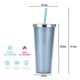 thumbnail image 2 of Taza plástica reutilizable de la taza de la agua fría 700ml, taza brillante de la bebida de la doble capa con la tapa y la paja, 2 of 5