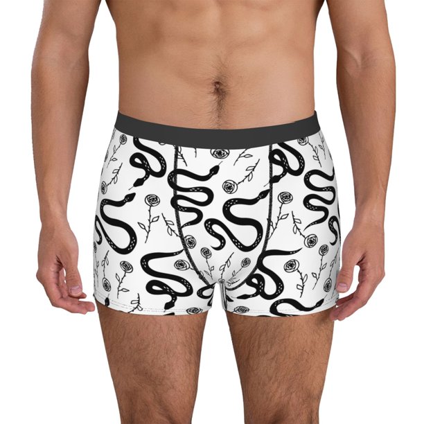 Balery Hand Drawn Snake Calzoncillos bóxer para hombre, ropa interior de algodón suave y transpirable con cinturilla de nailon-Medium