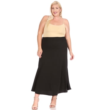Women's Plus Size Solid Flare A Line Long Skirt Comfortable Casual Maxi Style