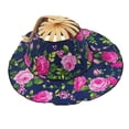 thumbnail image 2 of 2 in 1 Sunhat Foldable Bamboo Hand Fan Floral Sunscreen Cap for Travelling peony, 2 of 8