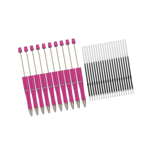 10x Kits de bolígrafos con cuentas, bolígrafo, bolígrafo, bolígrafo creativo, bolígrafo con cuentas surtidas para dibujar, examen de diario escolar Rosa roja