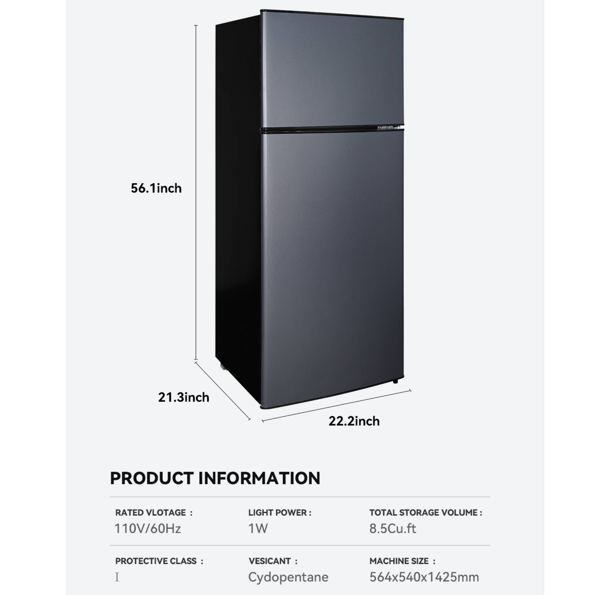 8.5 Cu.ft Refrigerator/Freezer Combo Large Capacity 2 Door Fridge Adjustable Thermostat Refrigerator for Apartment, Office, Kitchen