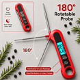 thumbnail image 4 of Meat Thermometer, Instant Read Digital Food Thermometer with Foldable Probe, IP67 Waterproof Cooking Thermometer for Grilling BBQ Smoker Air Fryer, Red, 4 of 7