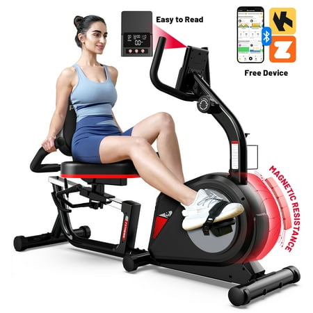 Pooboo Recumbent Exercise Bike Stationary Belt Drive Indoor Cycling Bikes for Home Cardio Workout Training 350lb