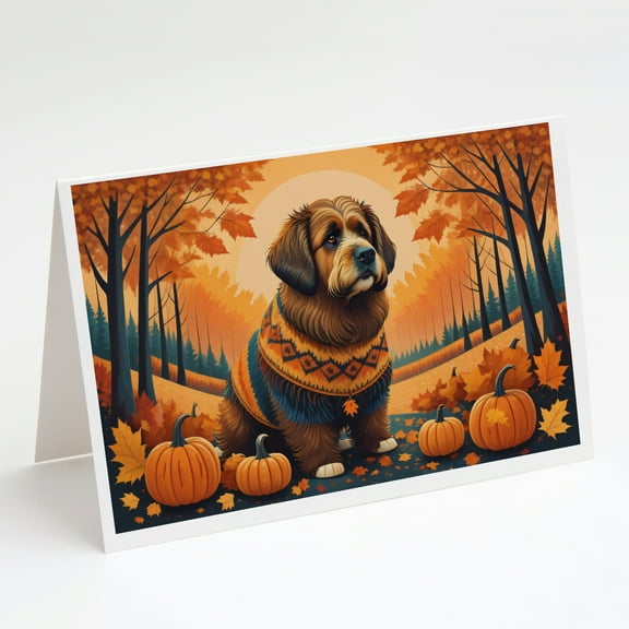 Briard Fall Greeting Cards and Envelopes Pack of 8 7 in x 5 in