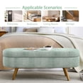 thumbnail image 6 of EHANCIS 43.5" Storage Ottoman Bench, Linen Upholstered End of Bed Bench, Entryway Seating for Bedroom Living Room Window, Holds 300 lbs, Cyan, 6 of 6