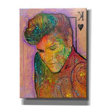 Epic Graffiti 'Elvis - King of Hearts' by Dean Russo, Giclee Canvas Wall Art, 12"x16"