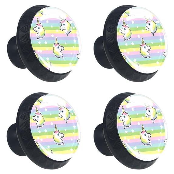 4 Pcs Unicorn Knobs for Kitchen Cabinet Cupboard Dresser Bookcase Drawer Pulls Handles Round Home Decor