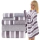 thumbnail image 5 of Juego de 8 Toallas de Terciopelo de Rayas Anchas, Toallitas de Baño Absorbentes, Juego de Toallitas para Adultos, 5 of 7