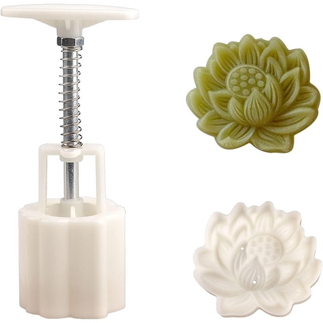 Moldes para tartas de luna con forma bonita, grosor ajustable, prensa manual para galletas, postres, pasteles (1 flor de loto)