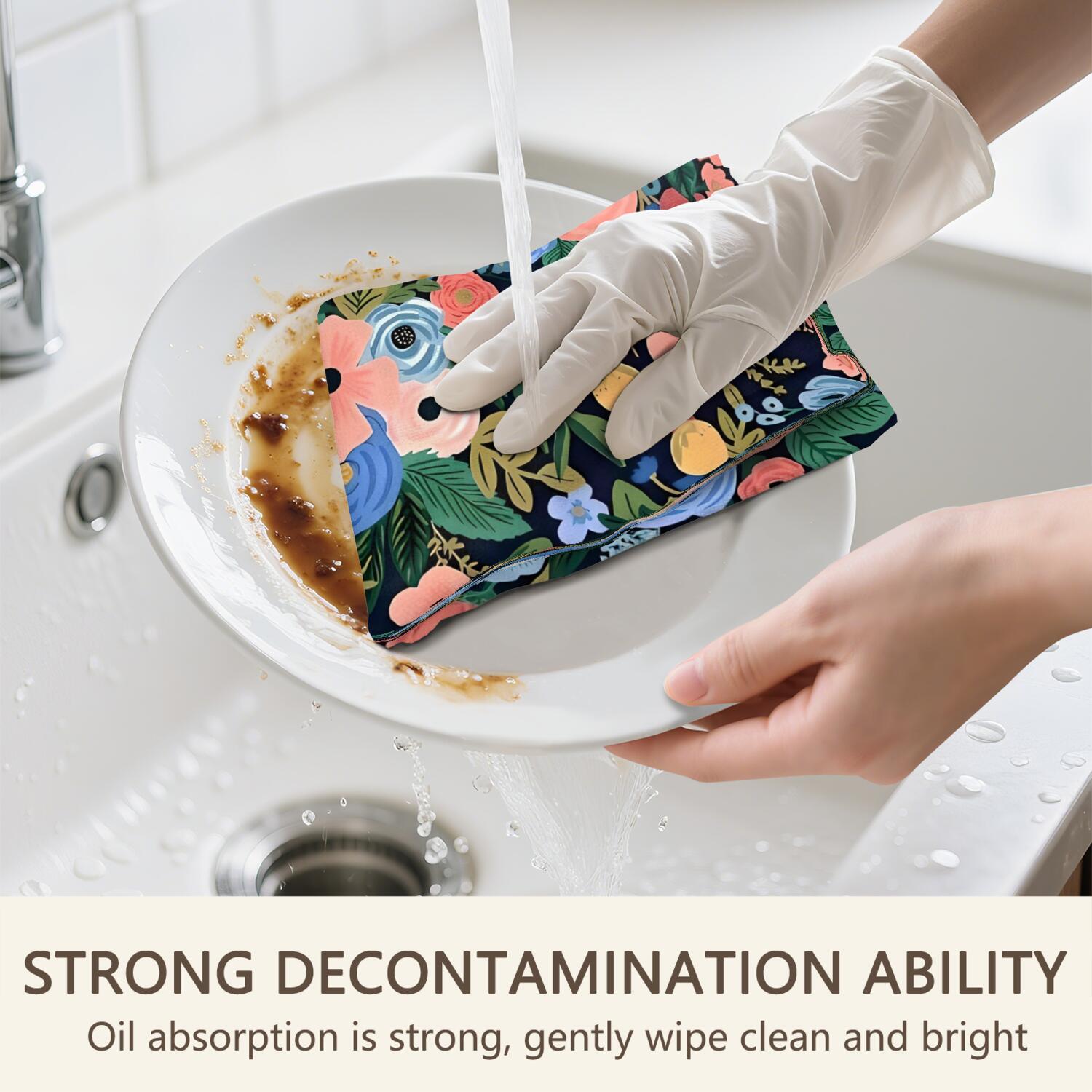6 Pcs Funny Kitchen Towels,Pioneer Flower Floral Print Pattern Microfiber Dish Towels,Kitchen Tea Towels,Kitchen Towel Set (18" X 26")