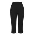 thumbnail image 5 of WQQZJJ Ladies Solid Color Capri Pants, Elastic Waist Pocket Wide Leg Pants Casual Stretch Fashion Pants Summer Women's Clothing, 5 of 7