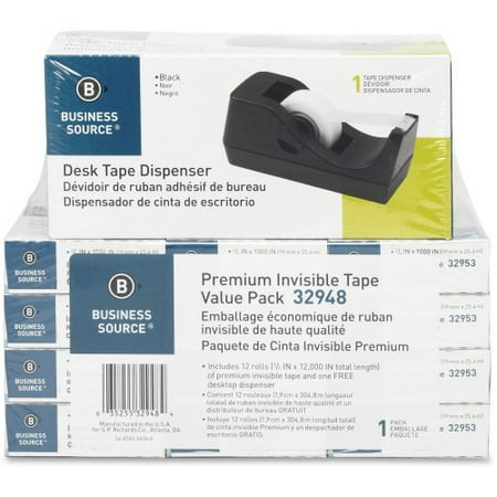 

Business Source Value Pack Invisible Tape with Dispenser - 12 per pack