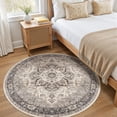 thumbnail image 3 of Toyoso 6x6 Round Washable Area Rug Persian Oriental Traditional Grey Brown Circle Carpet Pet Friendly Non Slip For Home Office Desk Dining Area Apartment, 3 of 8
