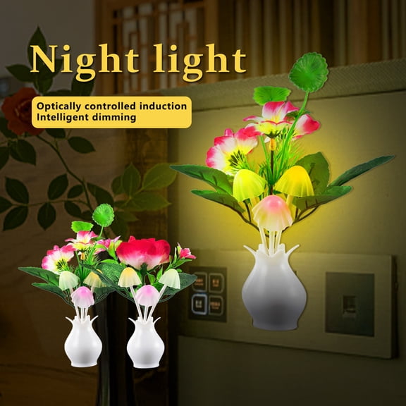 Viflosae Small Table Lamp Bedside Lamps 1PC 1Pcs Romantic Colorful LED Night Light Sensor Pomegranate Potted Light for Home Bedroom Plug-in Wall Lighting Decoration