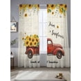 thumbnail image 2 of Sunflower Truck Sheer Curtains 108 Inch Length 2 Panels Set Window Treatments, Elegant Yellow Floral Summer Botanical Rod Pocket Semi Curtains for Living Room/Bedroom/Kitchen Décor, 104"W x 108"L, 2 of 7