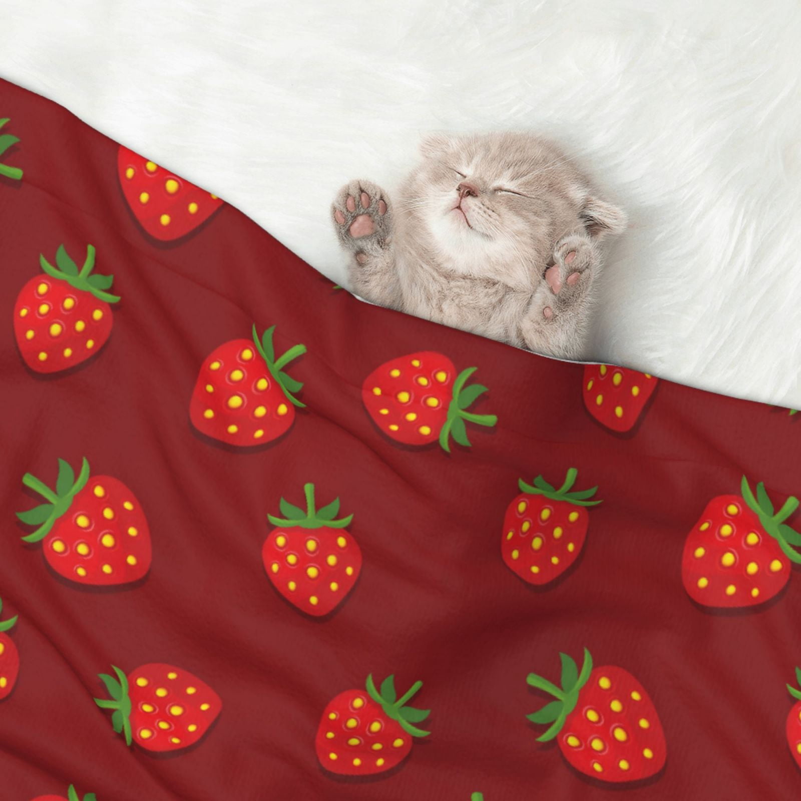Naloa Strawberry Dog Blanket, 3 Sizes Cat Blanket for Indoor Cats Large Medium Small Dog Gifts-Small