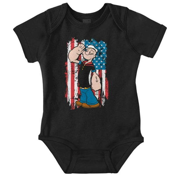 Patriotic Popeye Salute America Romper Boys or Girls Infant Baby Brisco Brands NB