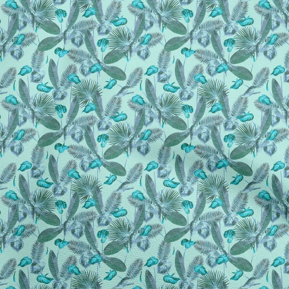 oneOone Viscose Chiffon Aqua Blue Fabric Tropical Sewing Fabric By The Yard Printed Diy Clothing Sewing Supplies 42 Inch Wide