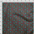 thumbnail image 3 of oneOone Polyester Lycra Fabric Leaves & Floral Block Print Fabric BTY 56 Inch Wide, 3 of 4
