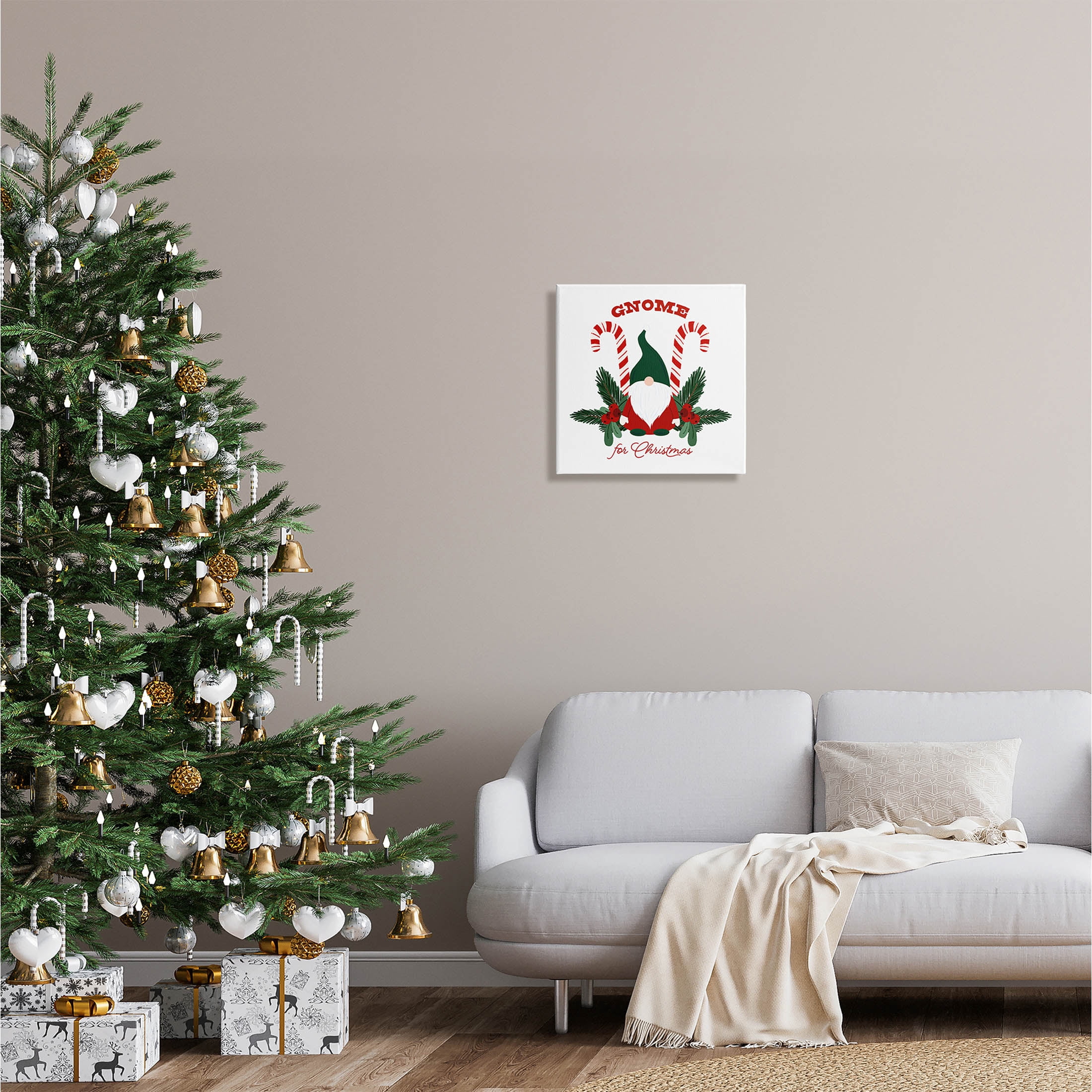 Stupell Industries Gnome For Christmas Candy Canes Graphic Art Gallery Wrapped Canvas Print Wall Art, Design by The Saturday Evening Post