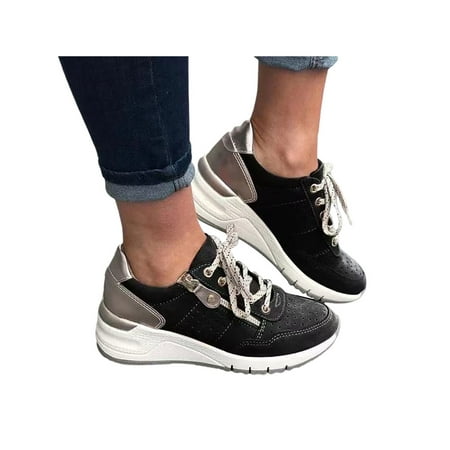 

Fangasis Women s Platform Sneakers Wedges Low Top Lace Up Shoes Increase Fashion Sneakers for Womens Girls