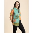 thumbnail image 2 of Moomaya Tropical Look Long Shirts For Women, Short Sleeve Button Down Fun Oversized Vacation Shirt, 2 of 9