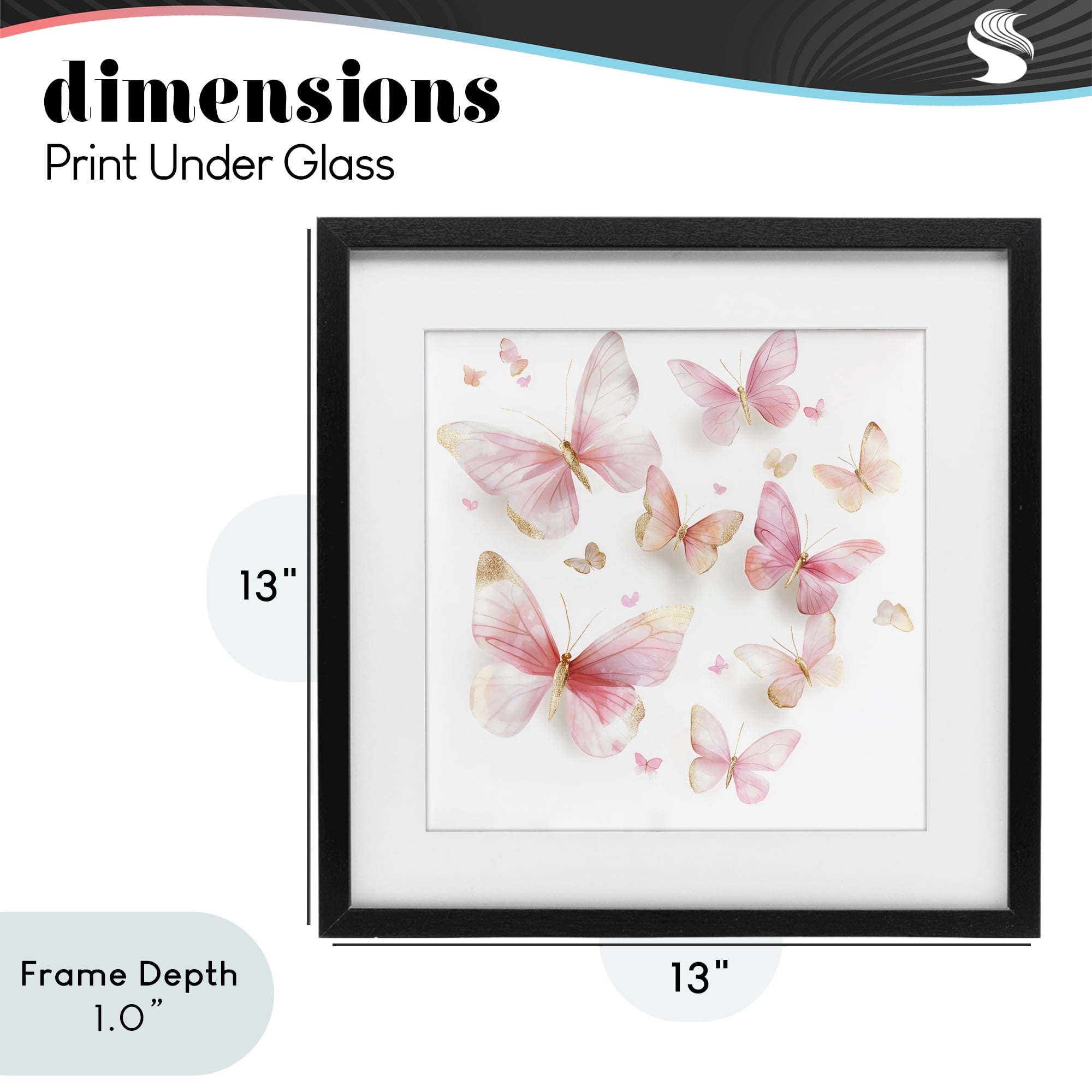 Stupell Industries Pink & Gold Butterfly Rabble Black Framed Print Under Glass, design by Creative Studio