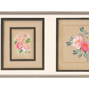 Dundee Deco's Peel and Stick Wallpaper Border - Floral Brown Pink Flowers in Square Wall Border Retro Design, 15 ft x 7 in, Self Adhesive