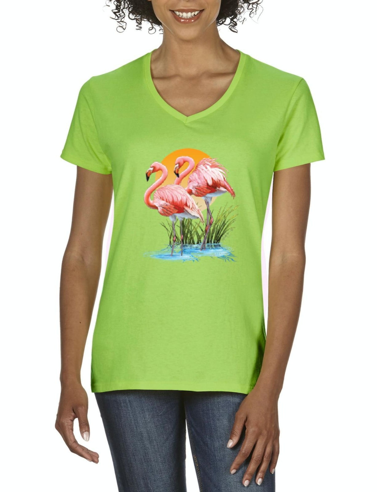 Artix - Womens Flamingo V-Neck T-Shirt 