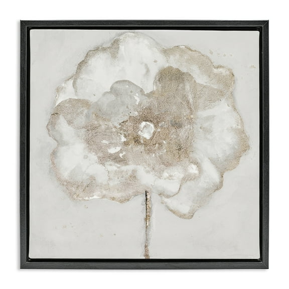 Stupell Industries Gilded Flower Blossoms Botanical & Floral Painting Black Floater Framed Art Print Wall Art, 18 x 18