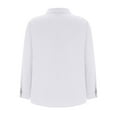thumbnail image 5 of CaComMARK PI Long Sleeve Tee Shirts for Women Tops Single Breasted Shirt Tops Loose Lapel Shirt Blouse White, 5 of 8