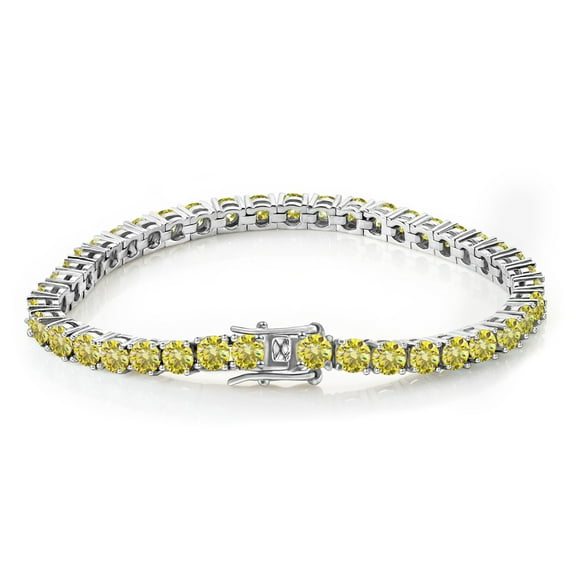 5mm Moissanite Tennis Bracelets Women Gold Bracelets D Color VVS1 Clarity Yellow Diamond Tennis Bracelets S925 Sterling Silver Bracelets for Women(6-8 inchs)
