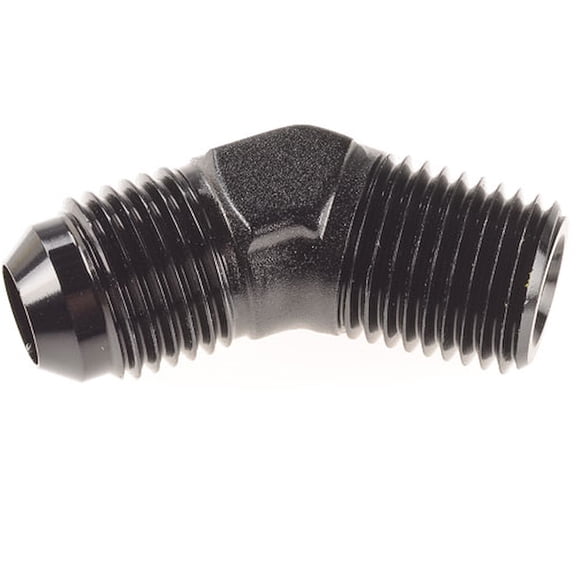 JEGS AN to NPT 45-Degree Adapter Fitting [-6 AN Male to 1/4 in. NPT Male, Black]