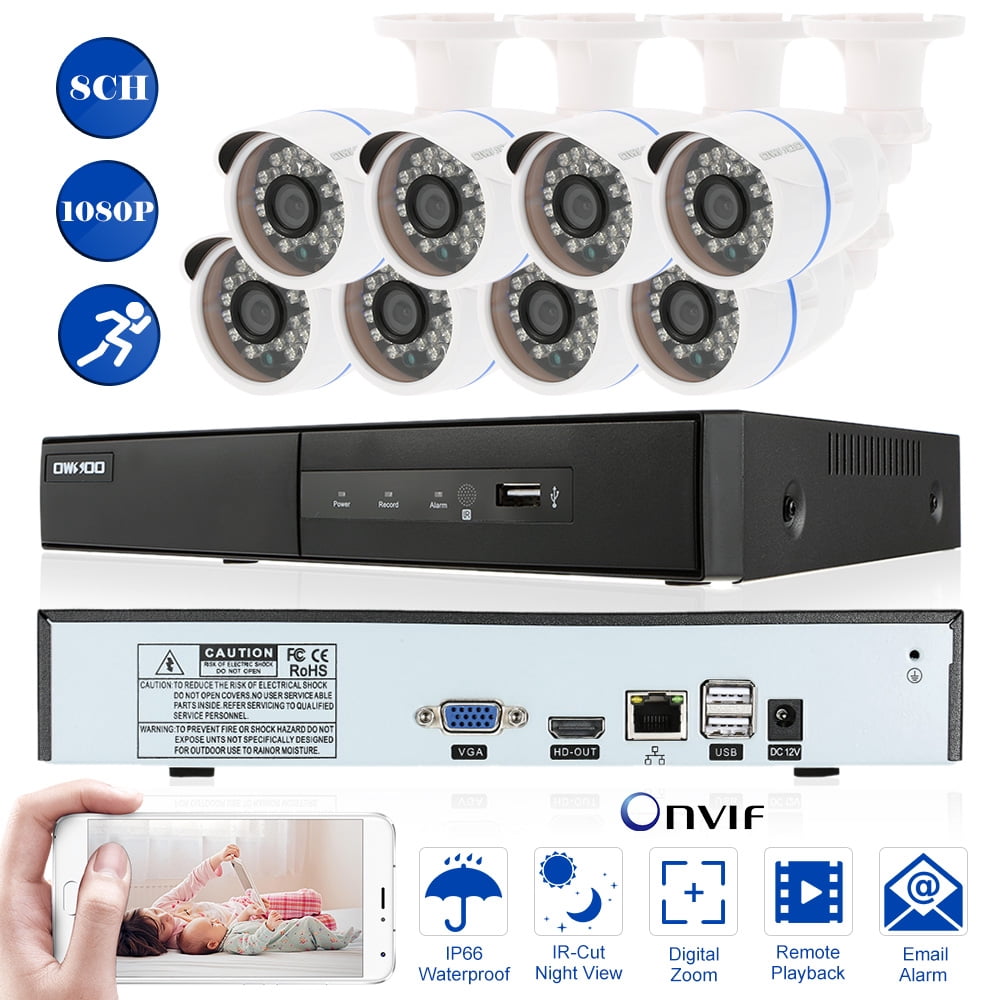 Owsoo 8ch Full 1080p Nvr Network Video Recorder Cctv Security Surveillance System With 8 Fhd 1080p Outdoor Indoor Bullet Ip Camera Walmart Com